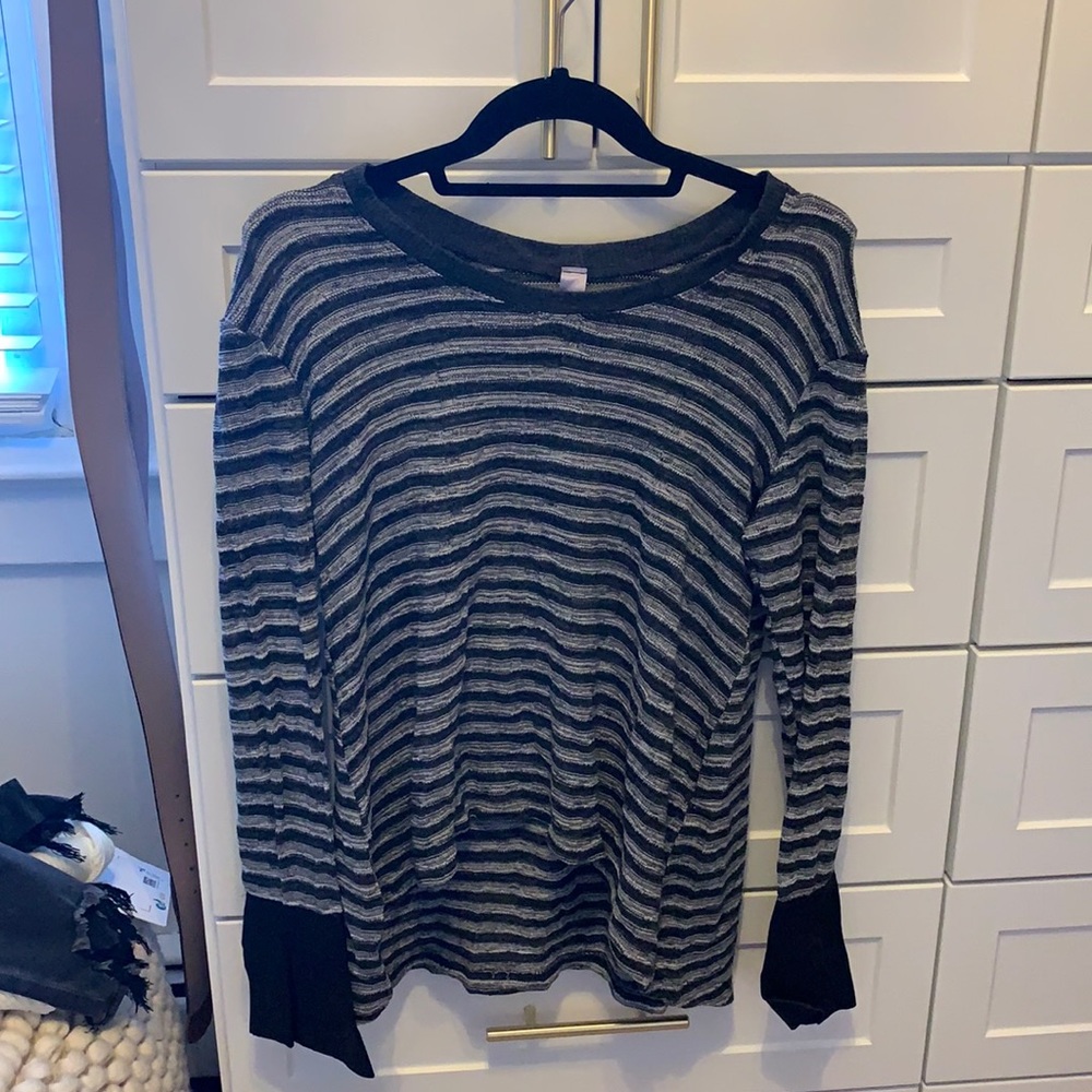 Wilt Striped Long sleeve with a leather bell cuff